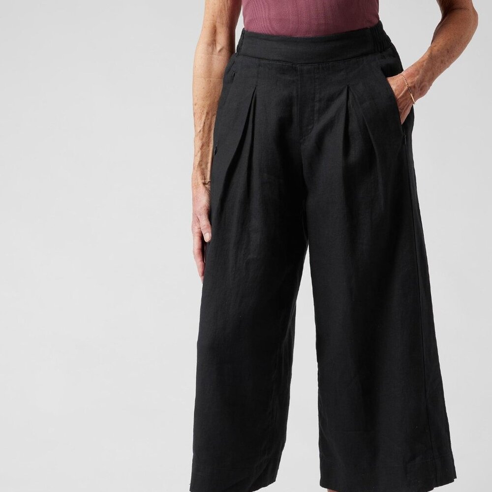 Athleta Playa Linen Wide Leg Pants - Black